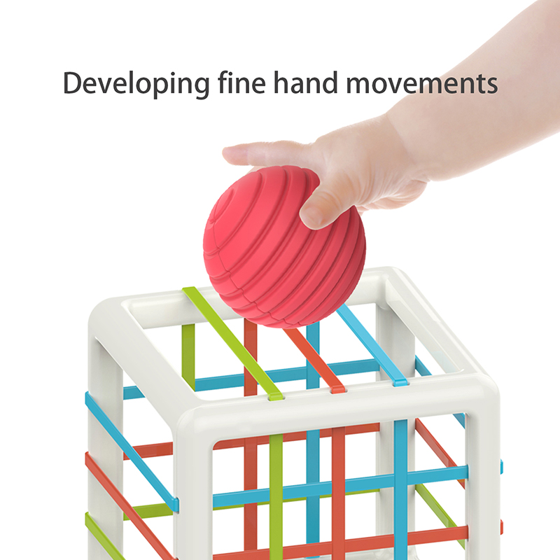Juguete de rompecabezas de coordinación mano-ojo deportivo con bloques de color en forma de cubo para niños