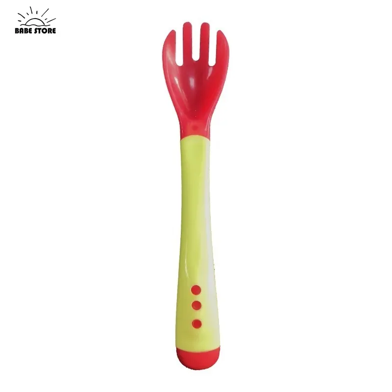 Cuchara para bebé, cuchara sensible al calor con sensor de temperatura, adecuada para alimentación de cabeza de silicona para niños, vajilla para bebé, 1 ud.