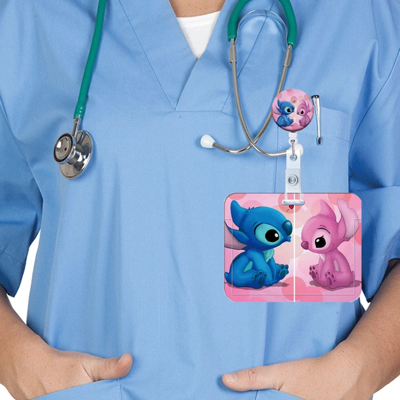Disney Stitch Đựng Thẻ Có Thể Thu Vào Kẹp Khóa Ngang Huy Hiệu Thẻ Máy Giữ Bác Sĩ Y Tá Thẻ Kẹp Treo Giấy Chứng Nhận