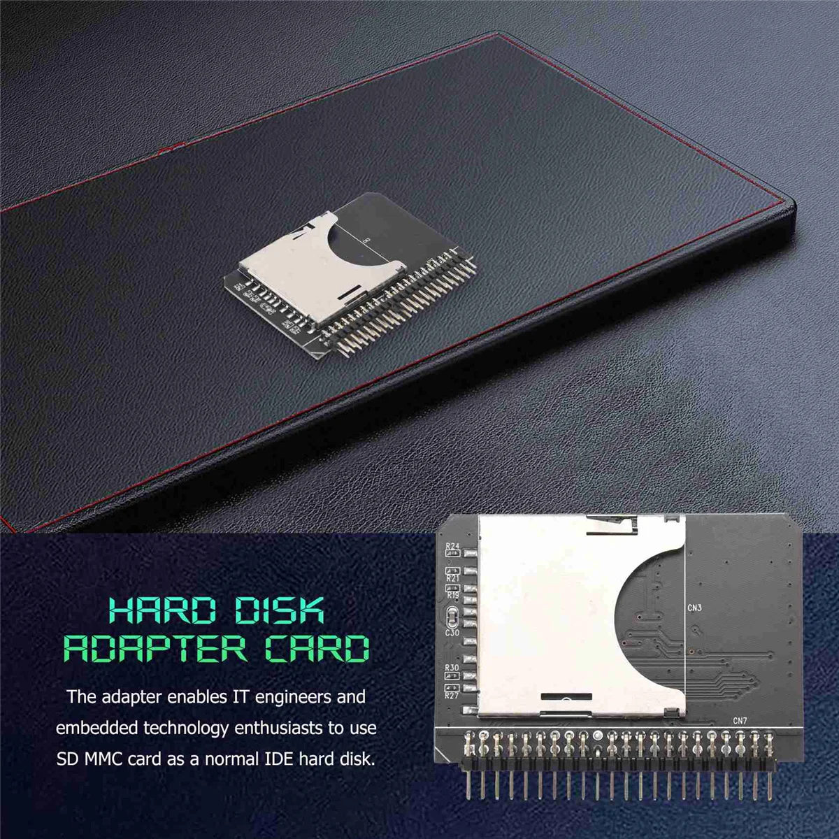 BABQ Notebook Scheda di memoria digitale SD/SDHC/SDXC/MMC da 2,5 pollici a IDE 44 pin Adattatore maschio Convertitore SD 3.0 Scheda adattatore disco rigido