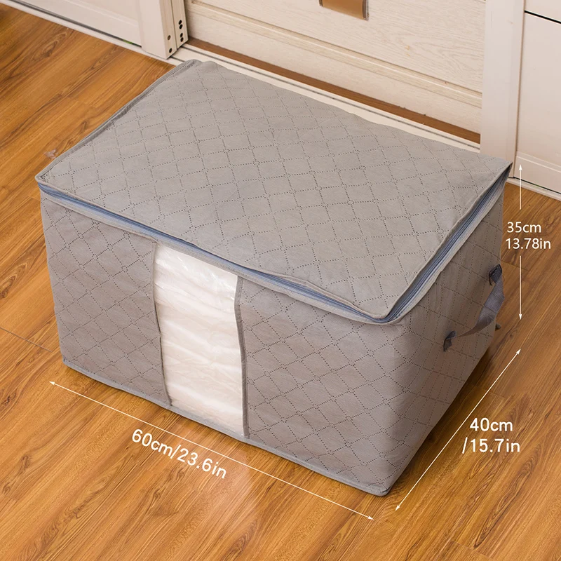 Bolsa de armazenamento de colcha de algodão não tecido, grande capacidade, à prova de umidade, poeira, portátil, organizador de roupas para bagagem móvel