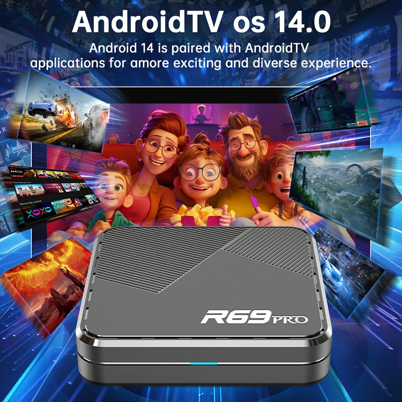 Janmifly R69 PRO decodificador Android 14 Allwinner H728 WiFi 6 compatible con Ultra HD 8K Bluetooth 5,0 caja de TV inteligente Netflix YouTube