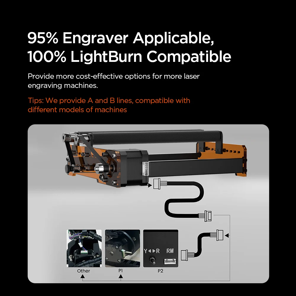 ACMER M3 Laser Rotary Roller Laser Engraver Y-axis Roller 360° Rotating Compatible with most laser engraving and cutting machine