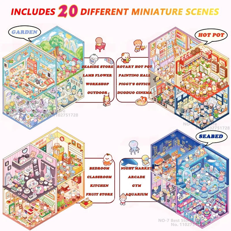 20 ชิ้น 20in1 3D การ์ตูนสติกเกอร์หนังสือ |   ฉาก DIY ของขวัญสร้างสรรค์สำหรับเด็ก อัลบั้มสติกเกอร์แบบพกพาสำหรับงานฝีมือวันเกิดคริสต์มาส ​ ​