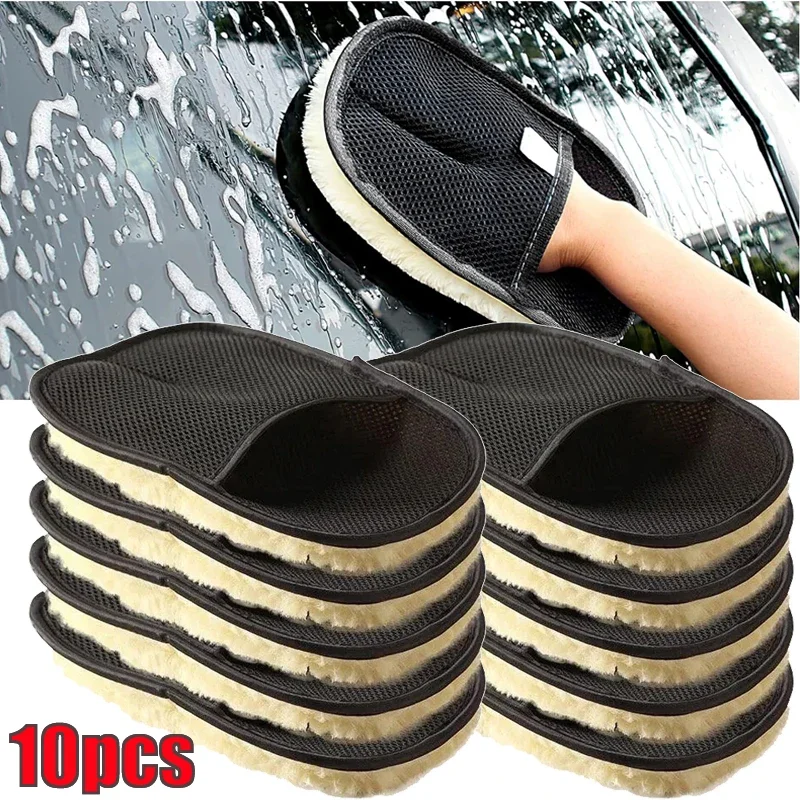 Autoreinigingsspons Handschoen Auto Polijsten Wassen Mitt Handschoenen Microvezel Wassen Voor Automotive Keuken Huizen Schonere Wol