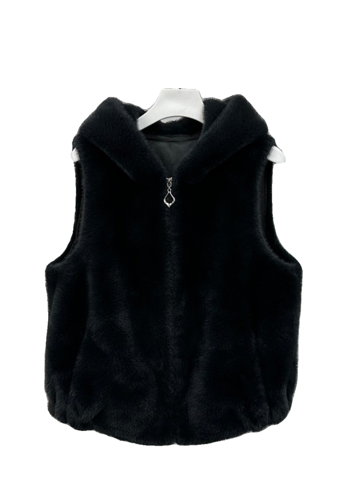 ハイエンドショート肥厚女性の毛皮のベスト 2024 冬の新帽子統合髪動物ベロアジャケットファッショナブルなストレートカット