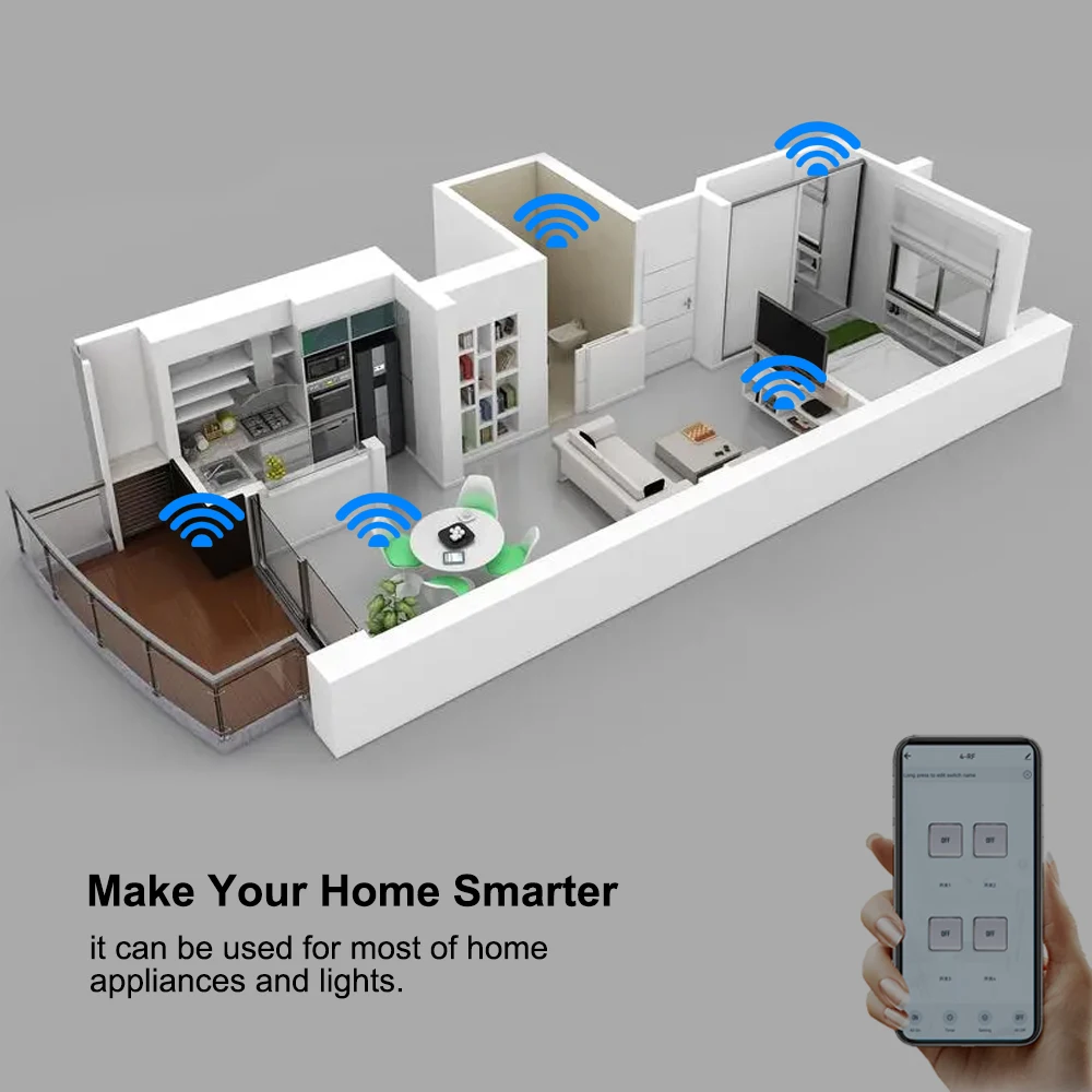 Módulo de interruptor inteligente Wifi, relé Tuya de 4 canales, 7-32/110-220V, receptor de Motor de luz, aplicación remota Smart Life, Control para funciona con Alexa