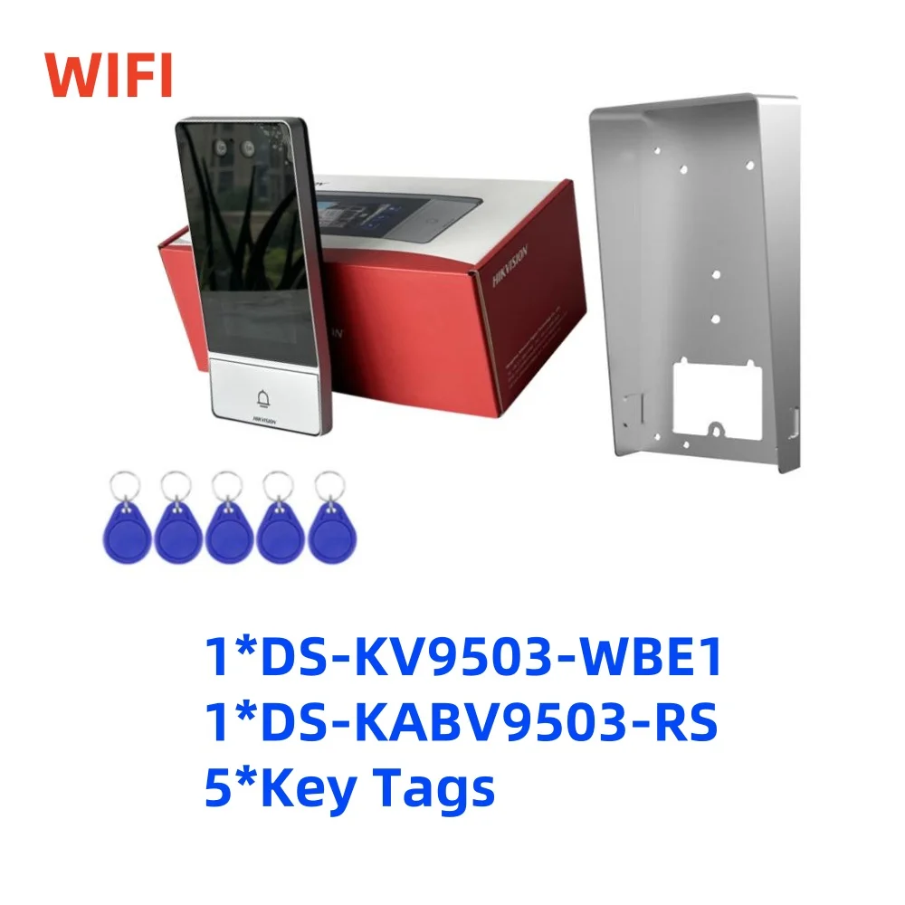 Hikvision Video-intercom DS-KV9503-WBE1 4,3 inch metalen WIFI gezichtsherkenning IP Villa deurstation POE deurbel deurtelefoon