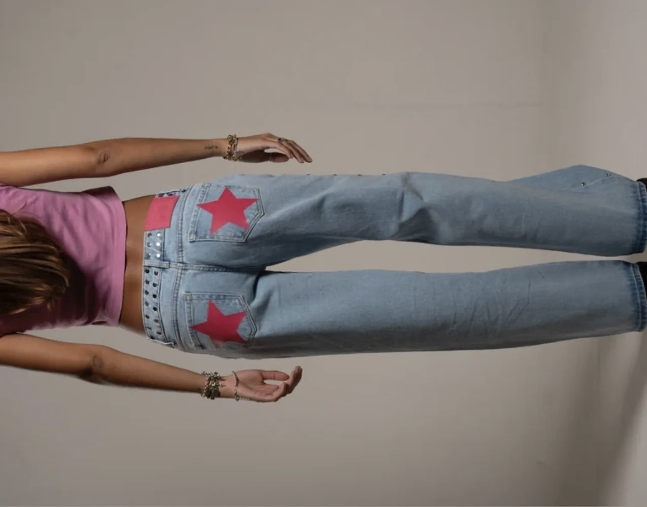 EEN DILEMMA Blauwe Vijfpuntige Ster Hoge Taille Jeans Y2K Straat Harajuku Baggy Jeans Vrouwen Kleding Casual Rechte Denim broek