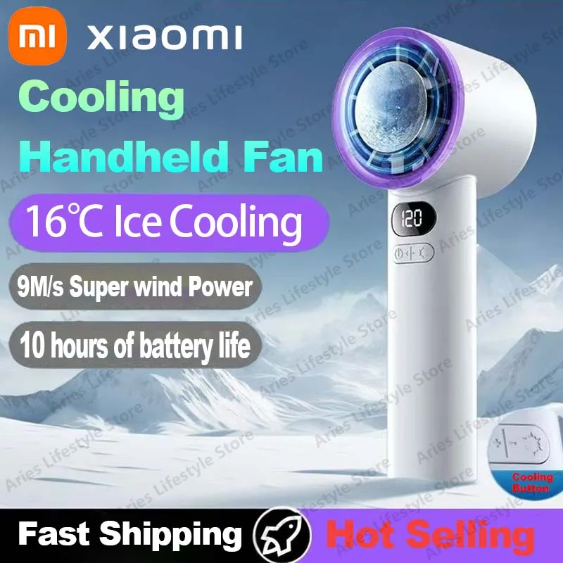 Новый мини-ручной вентилятор Xiaomi, 120-скоростной портативный настольный вентилятор, мгновенное охлаждение с ледяным режимом, перезаряжаемый стильный вентилятор для женщин
