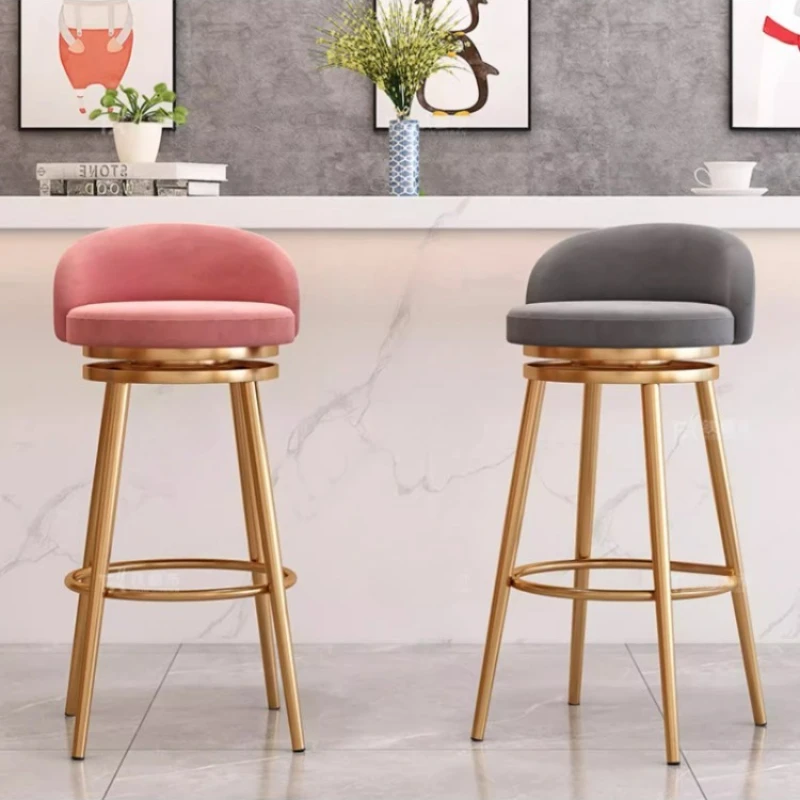 Banco de bar giratório com encosto moderno com altura de balcão 360 ° Girando para Home Bar/Salão/Reception Base de metal antiderrapante