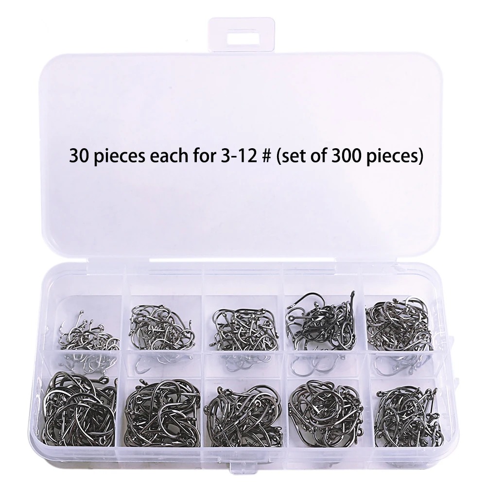 1000PCS Fishing Hooks Set High Carbon Steel Sharp Durable Barbed Fishhook Rock Fishing Equipment Gear Tackle Accessories