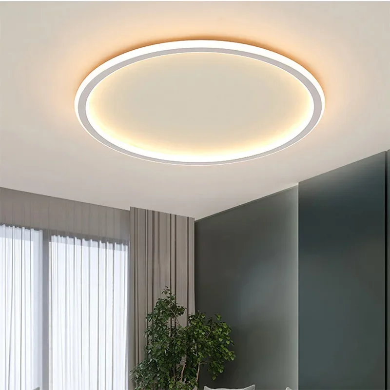 Luz de techo LED minimalista nórdica para dormitorio, sala de estar, pasillo, sala de estudio, balcón, candelabro de iluminación Circular con Control remoto