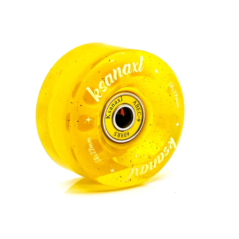 4 Pack 58mm x032mm 82A Pack Roller Skate Wheels with Bearings Installed for Double Row Skating, Quad Skates and Skateboard