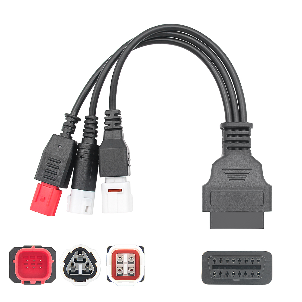3 em 1 para yamaha 3pin 4pin e honda 6pin obd2 16pin adaptador de cabo conector de diagnóstico da motocicleta obd 2 cabo de extensão do motor