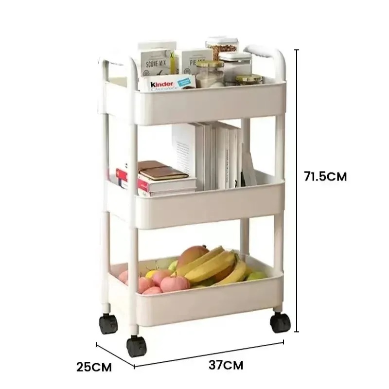 Trolley Storage Rack Kitchen Furniture Floor Multi-layer Snacks Baby Living Room Bedroom Bathroom Mobile Storage Rack Trolleys