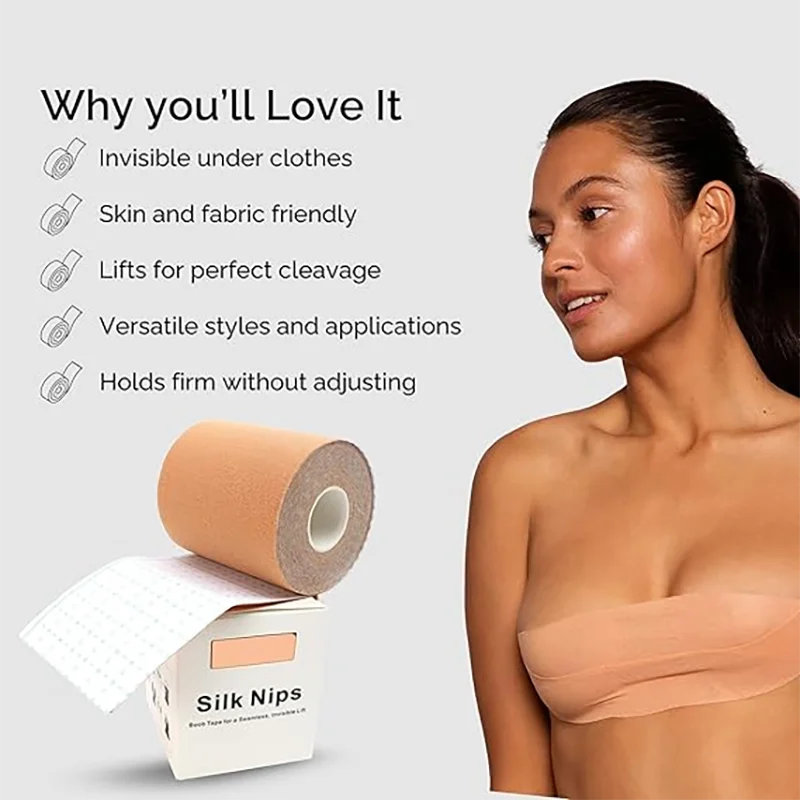 Nastro elastico per sollevamento del seno, tono della pelleInvisibile, traspirante, senza traccia, anti-cedimento, perfetto per senza spalline