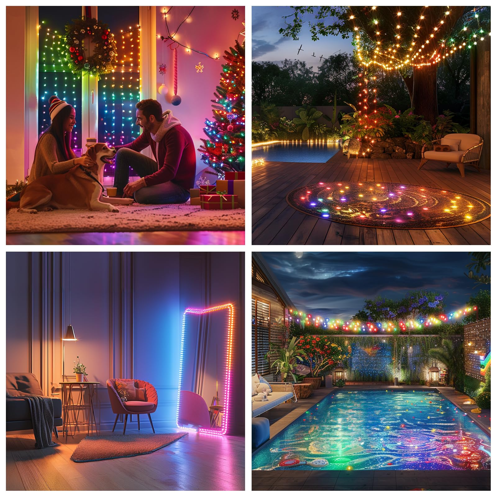 LED inteligente fada corda lâmpada, multi-cor quente pingente branco, adequado para o quarto, festa de Natal, casamento centro decoração