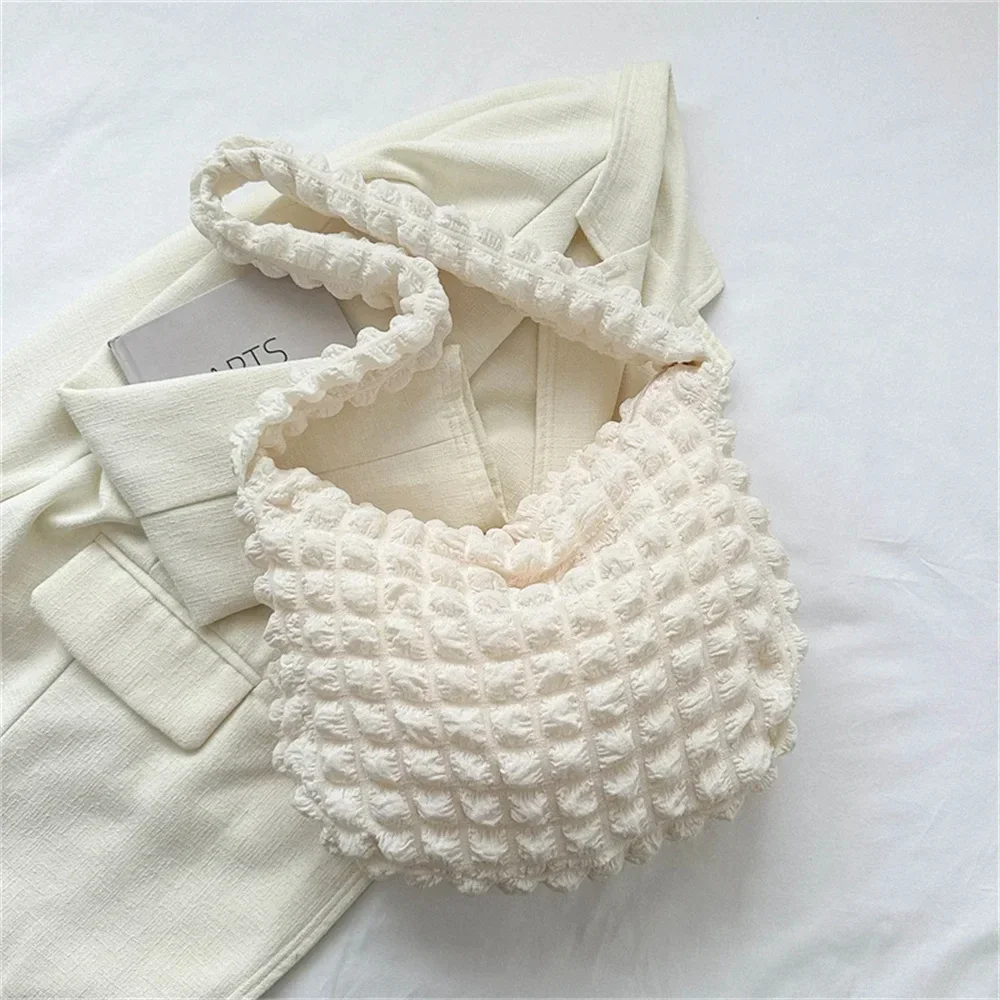 Sac à bandoulière plissé brodé à carreaux – Sac à bandoulière et sous les bras, fourre-tout matelassé élégant de grande capacité pour femme