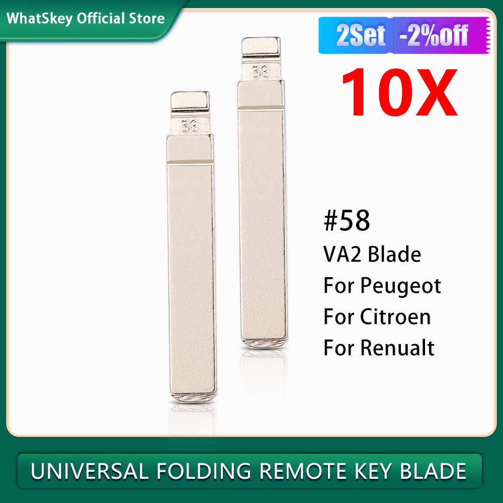 10Pcs/Lot Metal Uncut Flip KD Remote Car Key Blade #58 VA2 Blade For Citroen C4 Triumph For Peugeot 307/308/407/408 For Renault