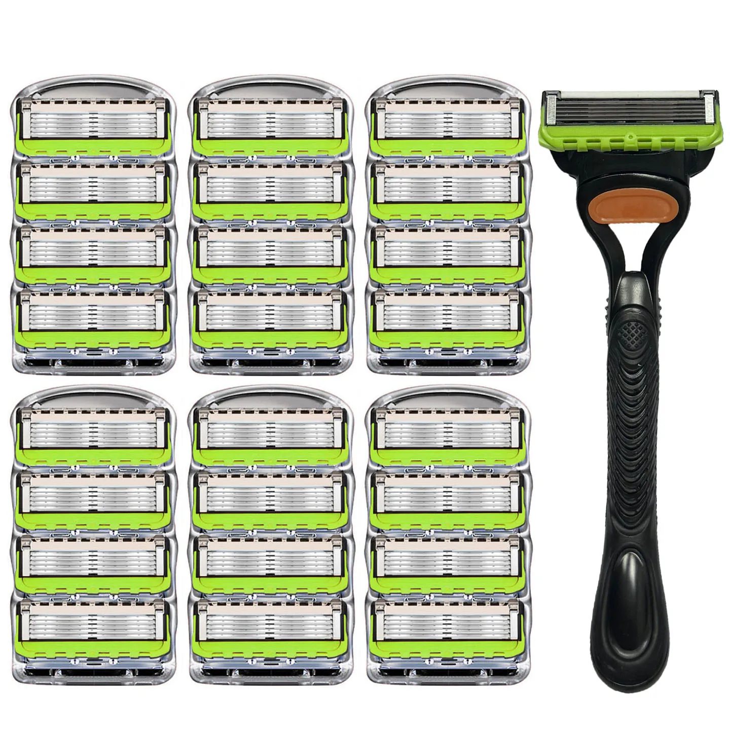 Nueva maquinilla de afeitar Manual verde para hombres, cuchillas de cinco capas, cuchillas de afeitar de acero inoxidable para hombres, traje para Fusion5