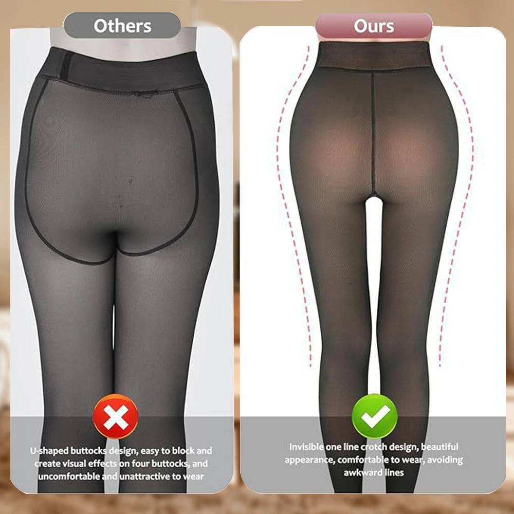 Nuevas medias negras con forro polar para mujer, pantimedias transparentes falsas translúcidas cálidas para invierno, conjunto de mallas, medias gruesas, entrepierna Invisible