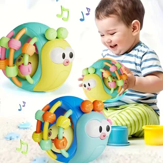 Sonajero de mano para bebé, rompecabezas para educación temprana, sonajero de caracol, bola de plástico, Festival de Color, puede enviar regalos de cumpleaños y Navidad