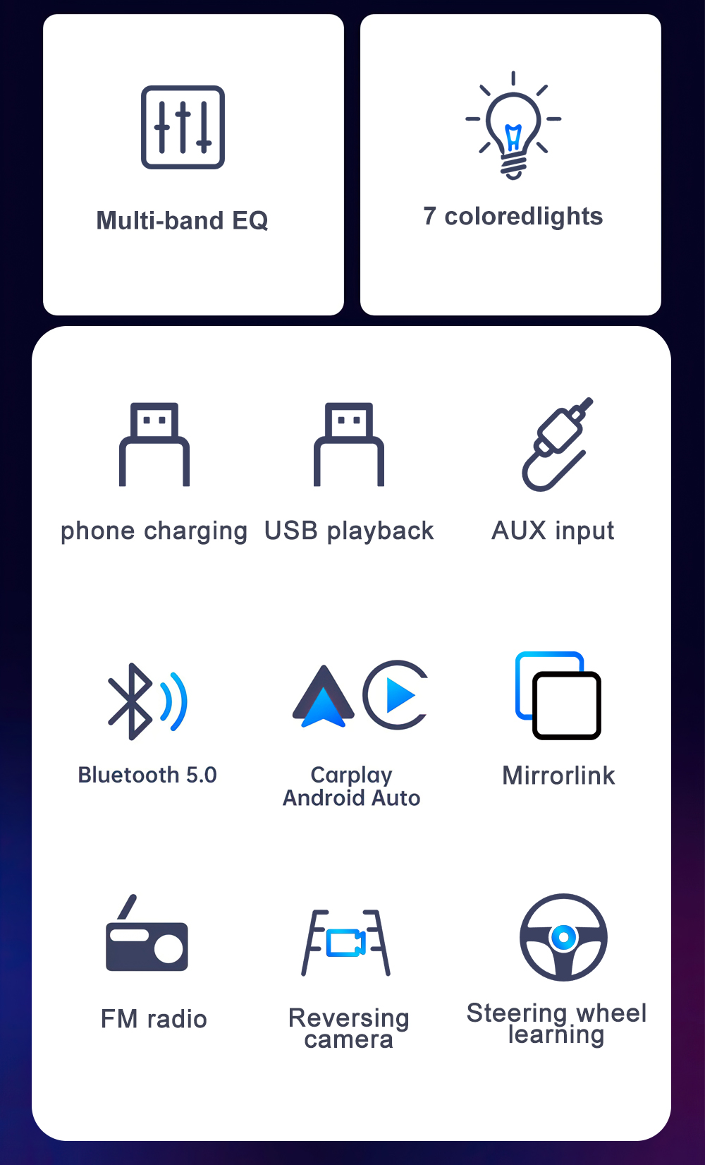 IPS 6.9 pollici 1Din Carplay Android Auto Autoradio Video multimediale Lettore MP5 1 Din Nessun DVD con Bluetooth Stereo USB di ricarica