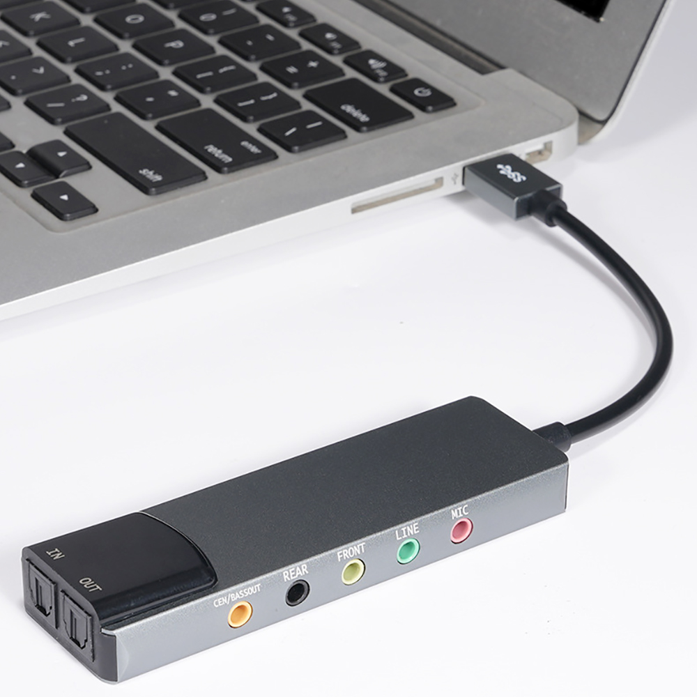 Zewnętrzna optyczna karta dźwiękowa USB 6 w 1 Wielofunkcyjny konwerter audio do aluminiowej karty dźwiękowej notebooka