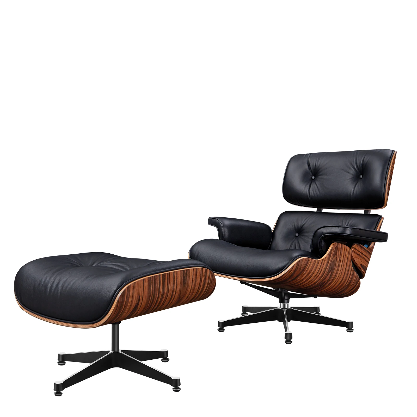 Sillón de tamaño más alto, sillón clásico reclinable con rama de ácido ligero, cuero Natural negro, pie de cabeza grande negro