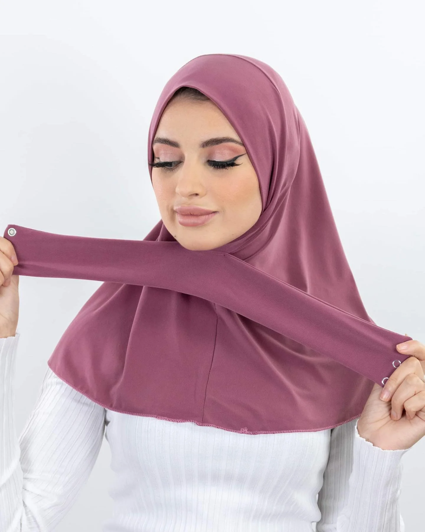 Listo para usar, Hijab instantáneo interior de cobertura completa, bufanda de Jersey de calidad superior con botones en la espalda, gorros de turbante para mujeres musulmanas