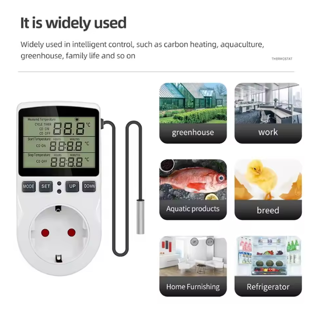 Thermostat,timer socket,digital temperature controller socket timer switch heating cooling AC 110V~230V,Christmas Halloween gift