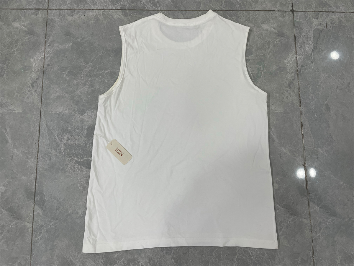 Camisetas UZN Tops brancos sem mangas para homens