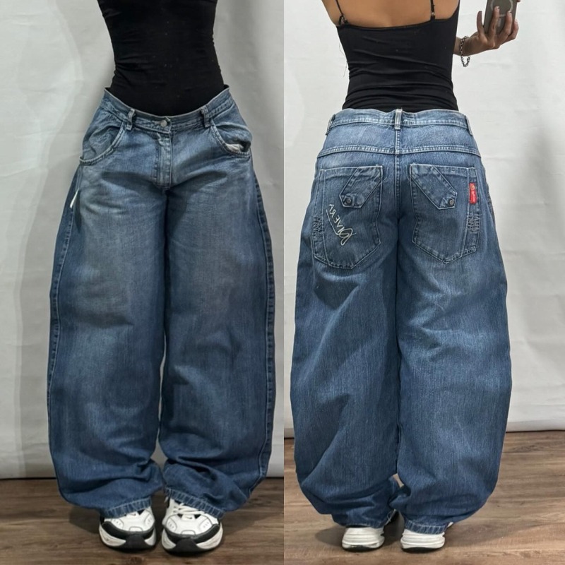 Neue Amerikanische Trend Vintage Hip Hop Brief Stickerei Muster Baggy Jeans Männer Und Frauen Y2K Harajuku Gothic Breite Hosen Streetwear
