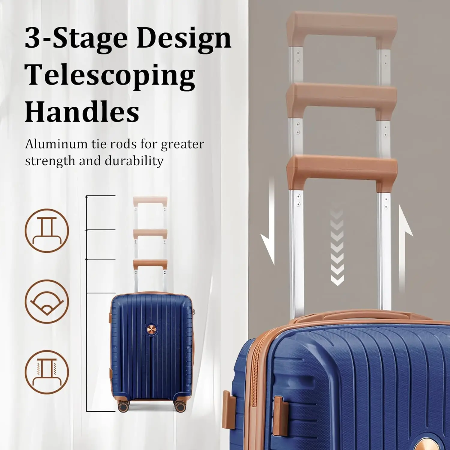 Conjunto de bagagem de viagem Joyway de 6 peças, mala resistente e durável com bolsa de lona expansível à prova d'água e bolsa de higiene pessoal, trava TSA
