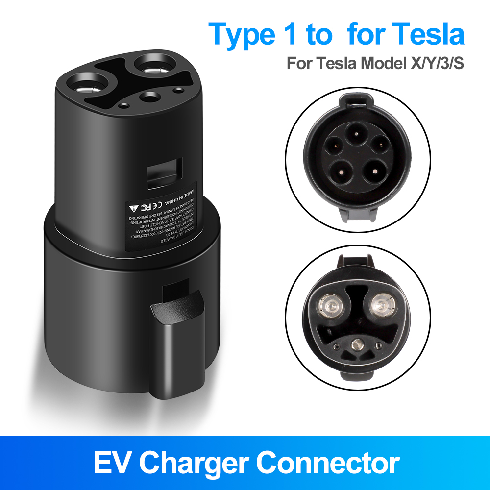 Adaptador de carga de vehículo eléctrico para Type1 J1772 a Teslas modelo X Y 3 S para conector de cargador EV toma de pistola de conversión EVSE