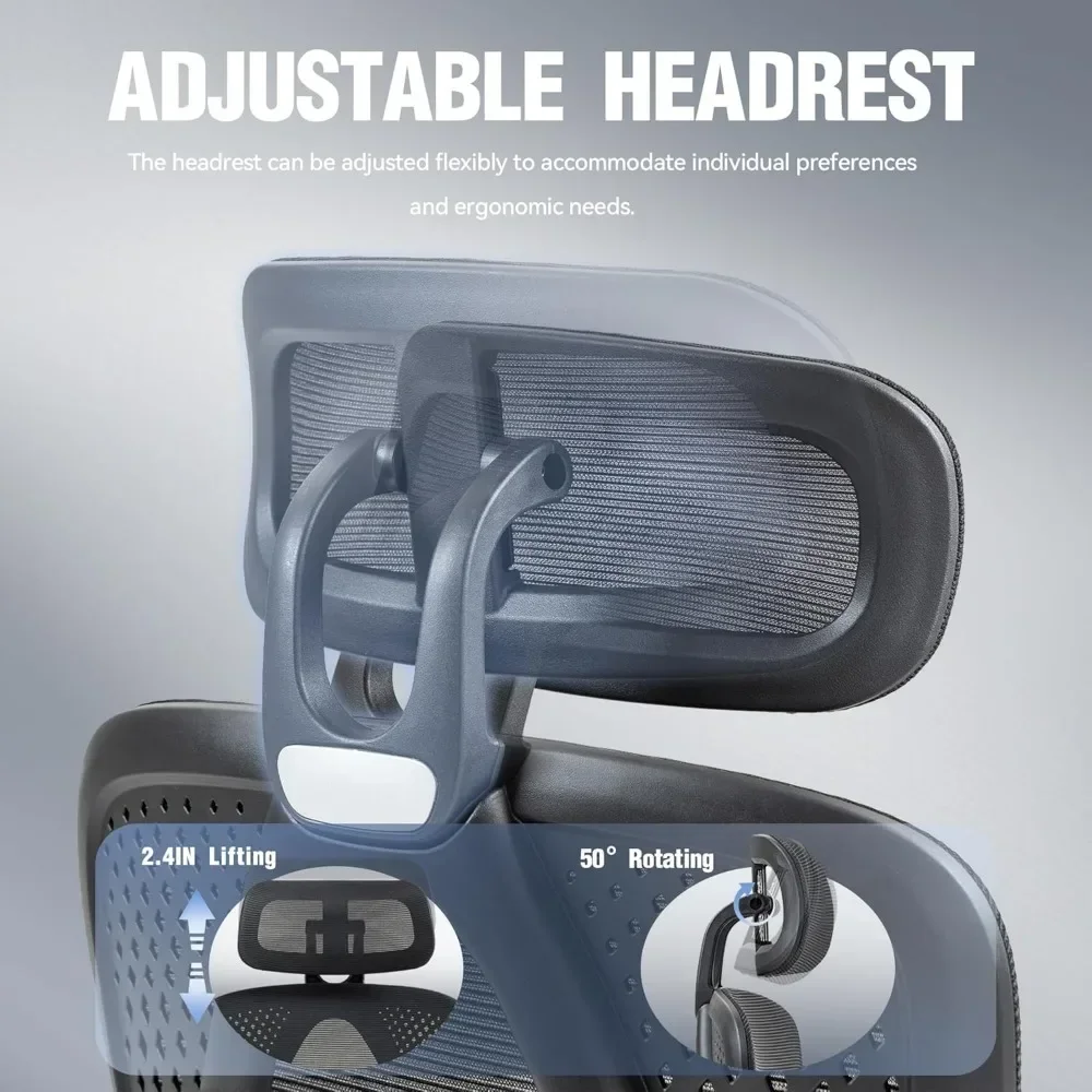 Ergonomic Office Chair,Breathable Mesh Computer Chair with Pocket Spring Cushion,Comfy Desk Chair with Adjustable Lumbar Support