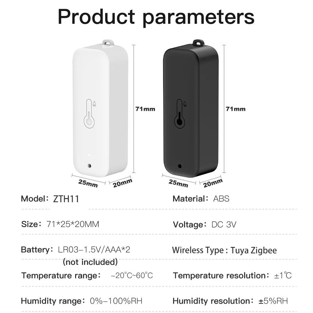 Tuya Zigbee-termómetro con Sensor de temperatura y humedad para exteriores, vida inteligente, funciona con el asistente de Google, resistente al agua IP65 + cuerda colgante