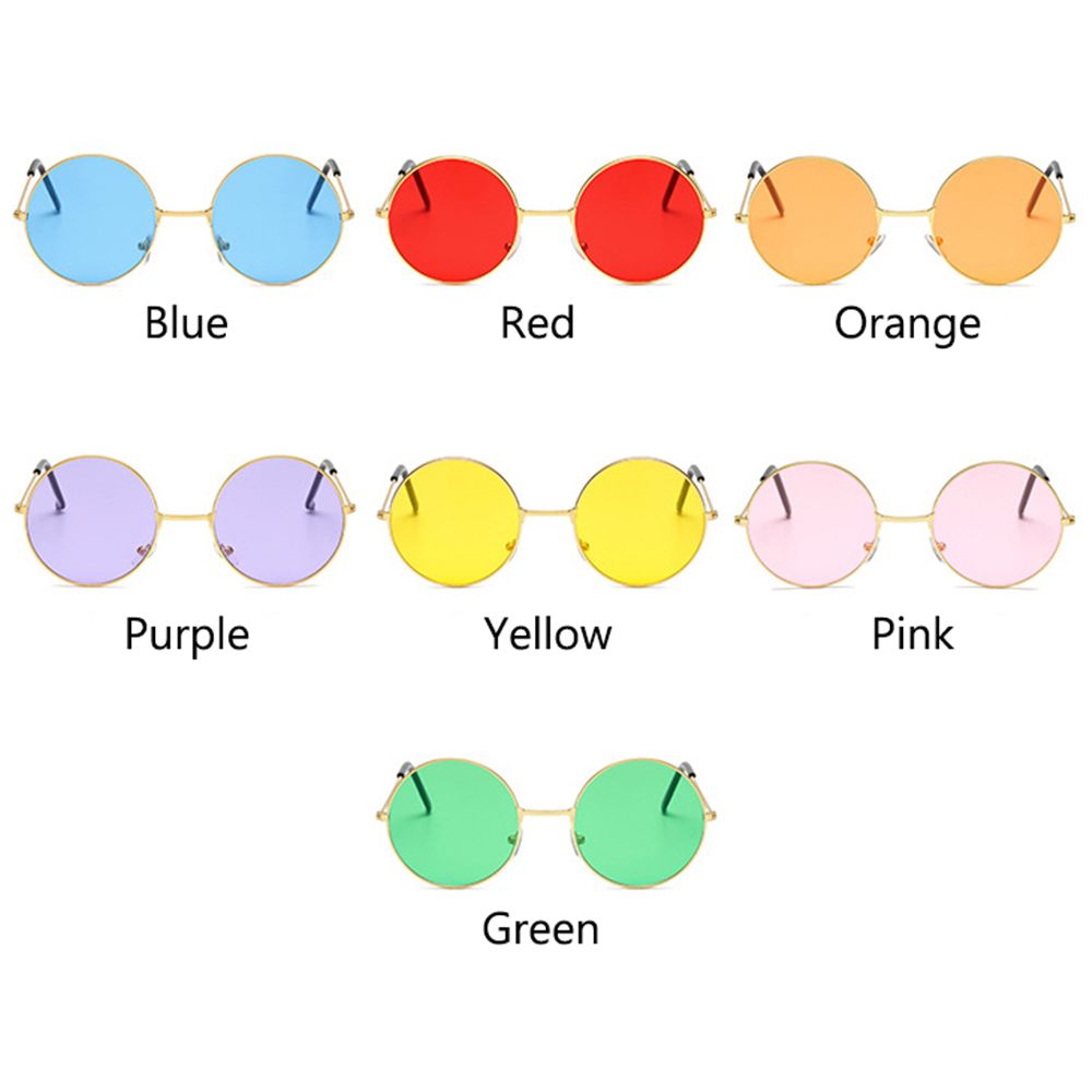 Óculos Hippie Retro Redondo para Homens e Mulheres, Trendy Punk, Óculos de Festa Disco, Circle Metal, Proteção UV, Moda