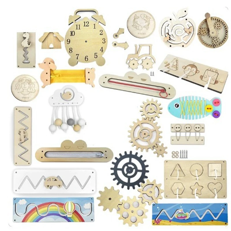 Tablero ocupado de actividades Montessori para niños, juguete DIY, material didáctico educativo temprano, pieza de habilidad de aprendizaje, juguetes cognitivos, rompecabezas de juego