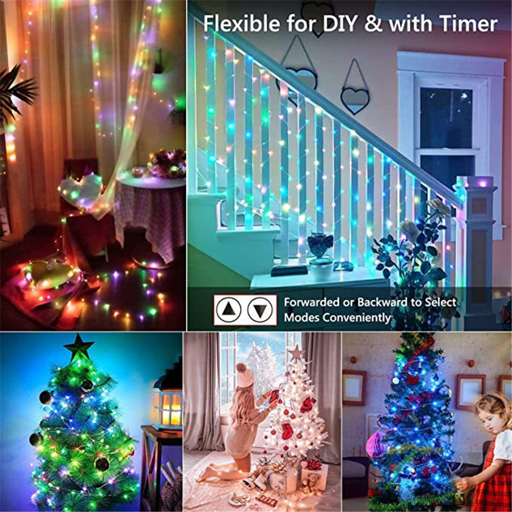 Guirnalda de luces LED de 5/10/15/20M con Bluetooth, USB, conexión WiFi Tuya, guirnalda de luces decorativas para fiesta de cumpleaños y Navidad para el hogar