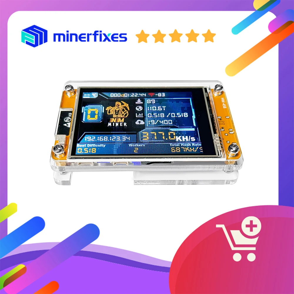 Nieuwe Bitcoin Miner nerd mijnwerker V2 2,8 inch btc mijnwerkers 375kH/S BTC mijnwerker BCH DGB Crypto mijnwerkers Firmware Nerdminer LCD Display