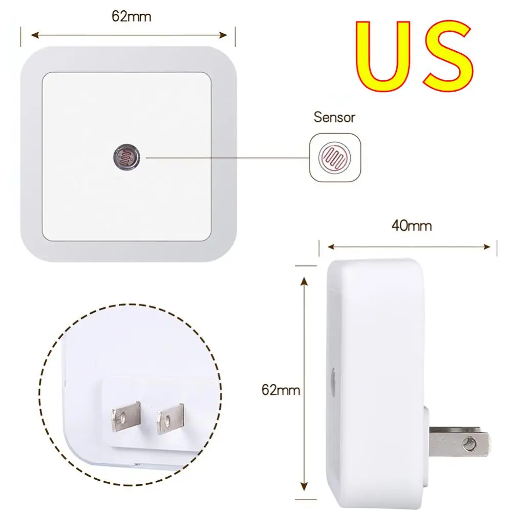 Đèn Ngủ LED Thông Minh Cảm Biến Chuyển Động Đèn EU Anh Mỹ Cắm Mini Dán Tường Cho Phòng Ngủ Hành Lang Hành Lang Cầu Thang Đầu Giường đèn