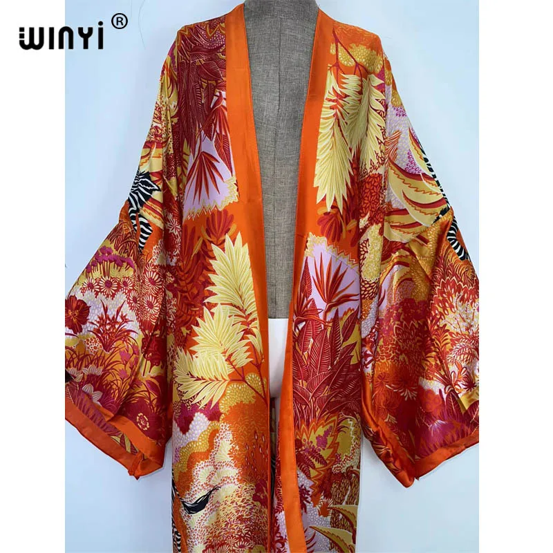 Winyi-女性用のサマードレス,イブニングドレス,カクテルドレス,excy,自由奔放に生きる,マキシ,アフリカの休暇,バットスリーブ,シルクの感触,着物