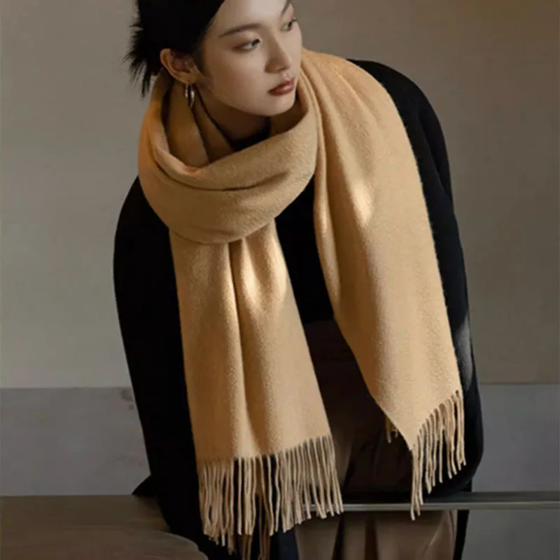 Nueva bufanda de Cachemira, bufandas de invierno para mujer, bufanda de lana negra y roja, bufanda Pashmina grande de invierno para mujer XWJ01