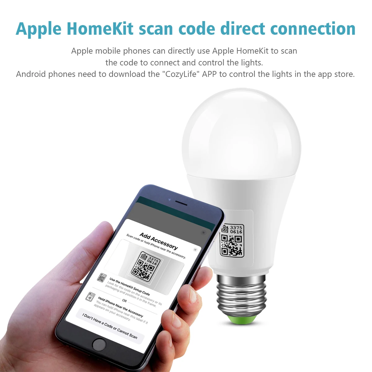Bombilla LED inteligente con Wifi Homekit con certificación MFI, lámpara inteligente E27, bombilla LED regulable multicolor, Control Siri para Alexa y Google Home