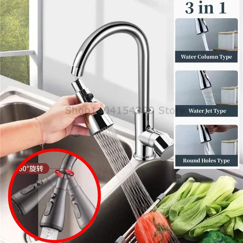 Universal 360 °   Rotação extensor de torneira da cozinha 3 em 1 abs durável poupança água chuveiro spray cabeça bacia do banheiro substituição