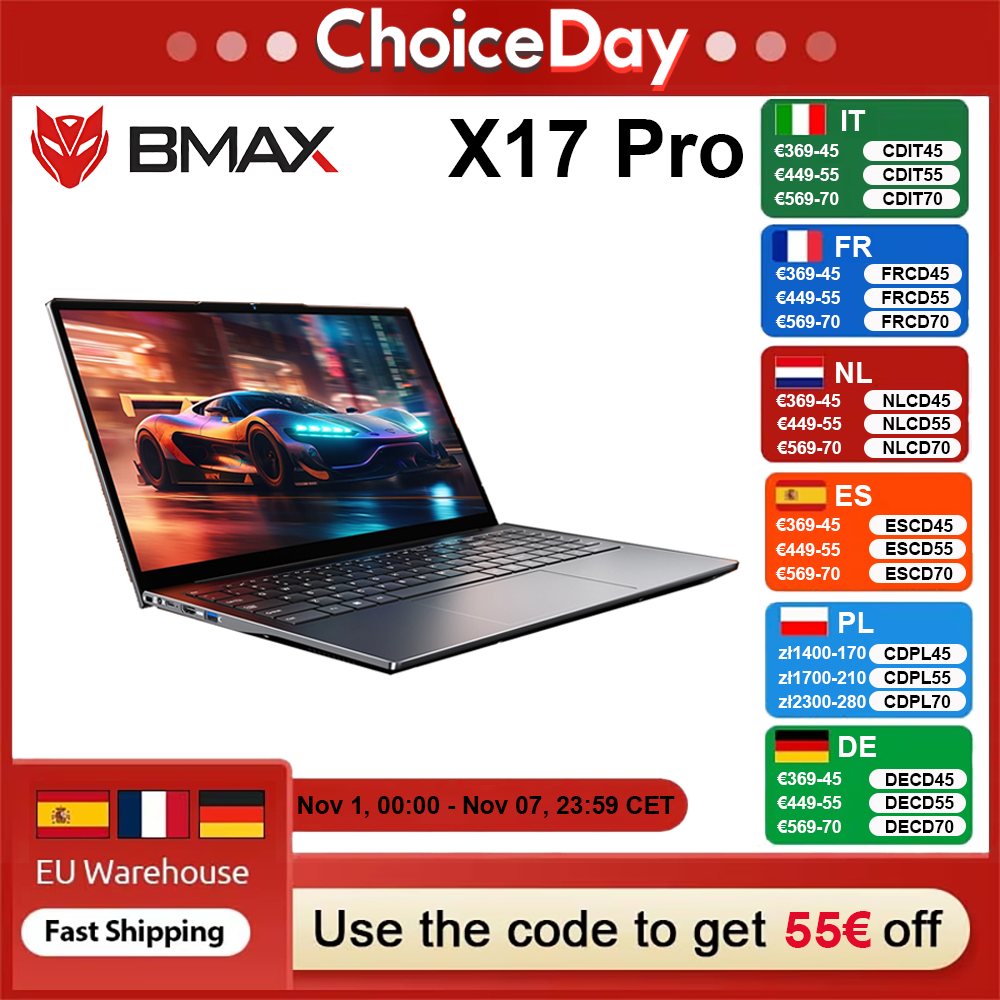 BMAX-laptop X17 Pro 15,6 inch Full HD 32 GB RAM 1 TB SSD AMD Ryzen 7 7730U Windows 11 gaming- en zakelijke notebook BT WiFi Type-C