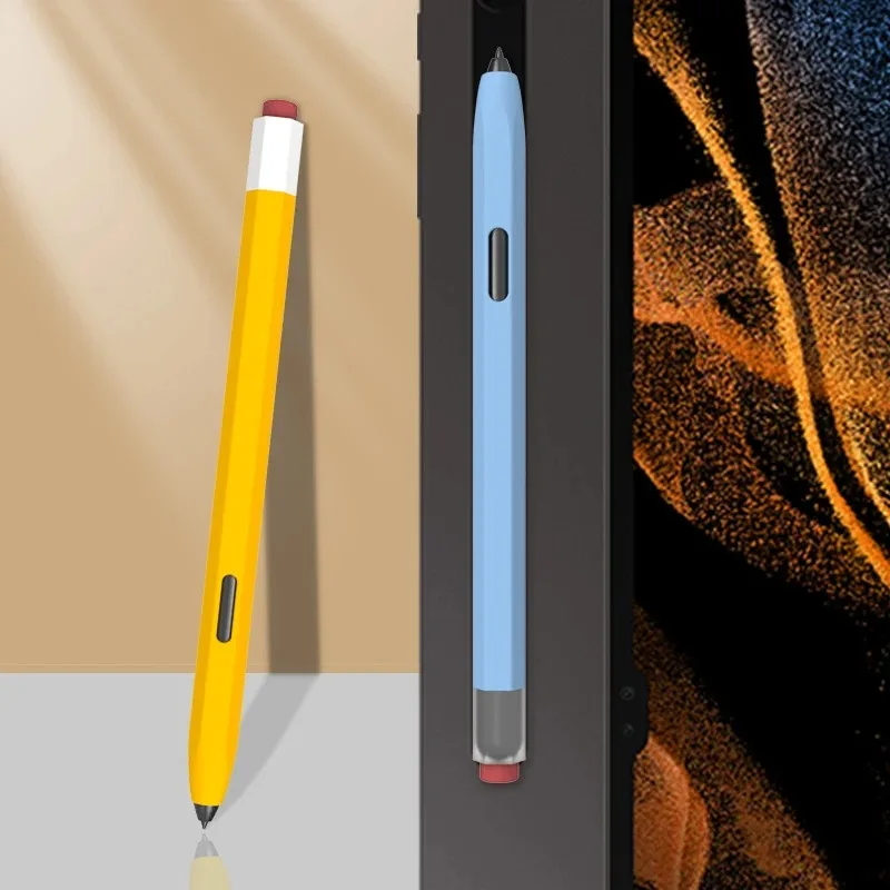 Caso de lápis de silicone tablet toque stylus caneta capa cor sólida para samsung galaxy tab s6 lite s7 fe s8 ultra s9 plus