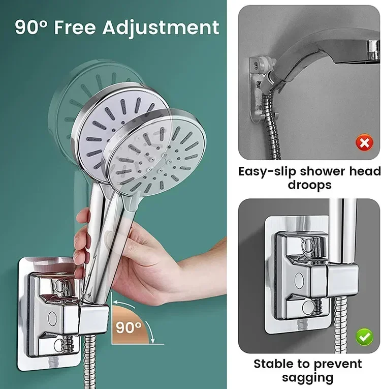 ABS หัวฝักบัวติดผนัง Rack Self-กาวปรับ Rotatable Handheld Bracket อุปกรณ์ห้องน้ํา